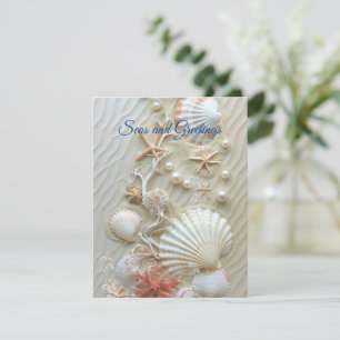 Seas and Greetings Starfish Pink Coral Pearls  Card