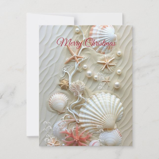 Seas and Greetings Starfish Pink Coral Pearls  Card (Front)