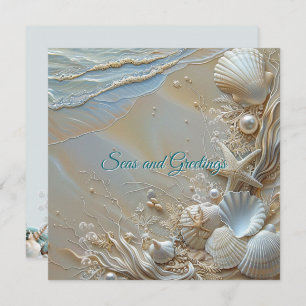 Seas and Greetings Starfish  Shells Pearls Card