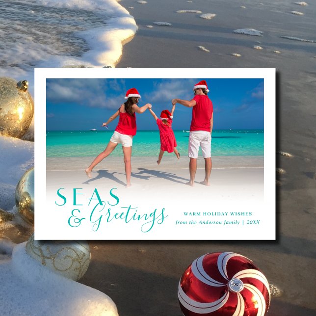 Seas and Greetings Tropical Coastal Fun Holiday Card (Creator Uploaded)