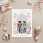 Seas & Greeting Ocean Marine Life Arch Photo Frame Foil Holiday Card<br><div class="desc">Our Beautiful Seas and greeting holiday collection are inspired by the natural beauty of marine and ocean life. Our rose gold foil holiday card features our beautiful hand-drawn stylised ocean marine life captured in an elegant and whimsical design. "Seas & Greeting" is written in an elegant script font in rose...</div>
