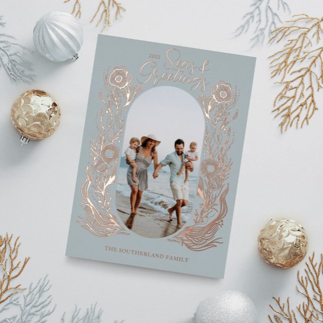 Seas & Greeting Ocean Marine Life Arch Photo Frame Foil Holiday Card (Creator Uploaded)