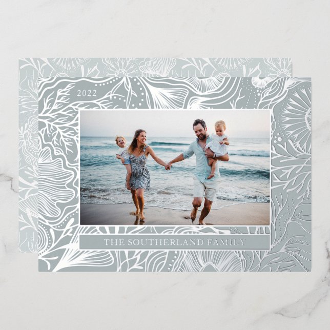 Seas & Greeting Ocean Marine Life Photo Foil Holiday Card (Front/Back)