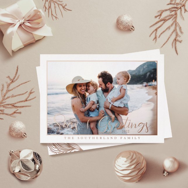 Seas & Greeting Ocean Marine Life Photo Frame Foil Holiday Card (Creator Uploaded)