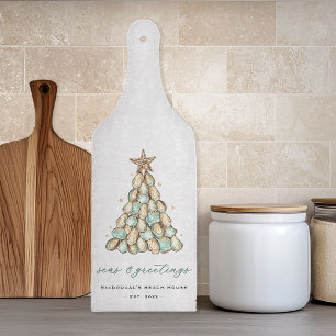 "Seas & Greetings" Beach House Christmas Oyster Cutting Board