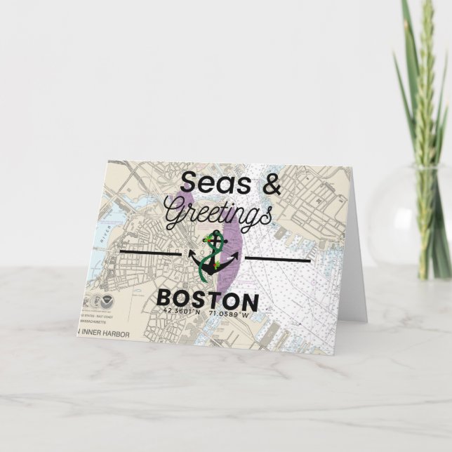 Seas & Greetings Chart- Boston Holiday Card (Front)