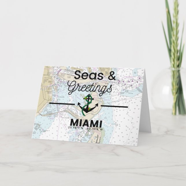 Seas & Greetings Chart-  Miami Holiday Card (Front)