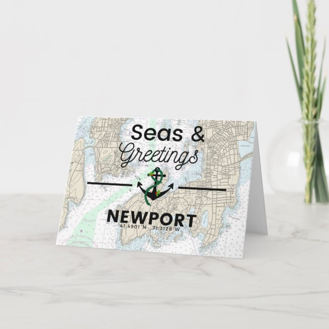 Seas & Greetings Chart- Newport Holiday Card (Front)