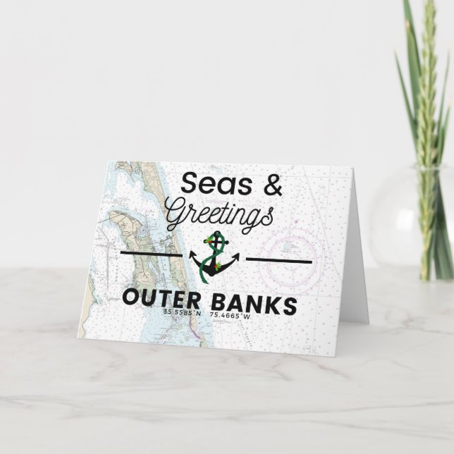 Seas & Greetings Chart- Outer Banks Holiday Card (Front)