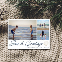 Seas & Greetings Coastal Family Holiday Card