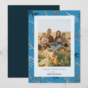Seas & Greetings Coral Blue Holiday Photo Card