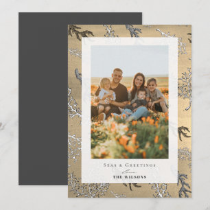 Seas & Greetings Coral Gold Holiday Photo Card