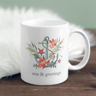 Seas & Greetings   Nautical Christmas Coffee Mug