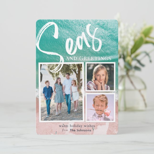 Seas & Greetings Ocean Holiday 3 Photo Card (Standing Front)