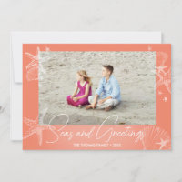 Seas & Greetings Salmon Coral Photo Beach Starfish