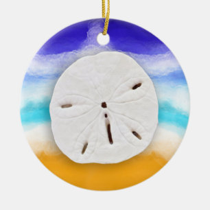 Seas & Greetings Sand Dollars and Ocean Waves Ceramic Tree Decoration