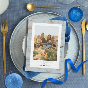 Seas & Greetings Seashell Blue Holiday Photo Card