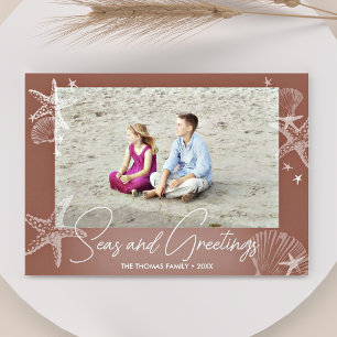 Seas & Greetings Terracotta Photo Beach Starfish Holiday Card
