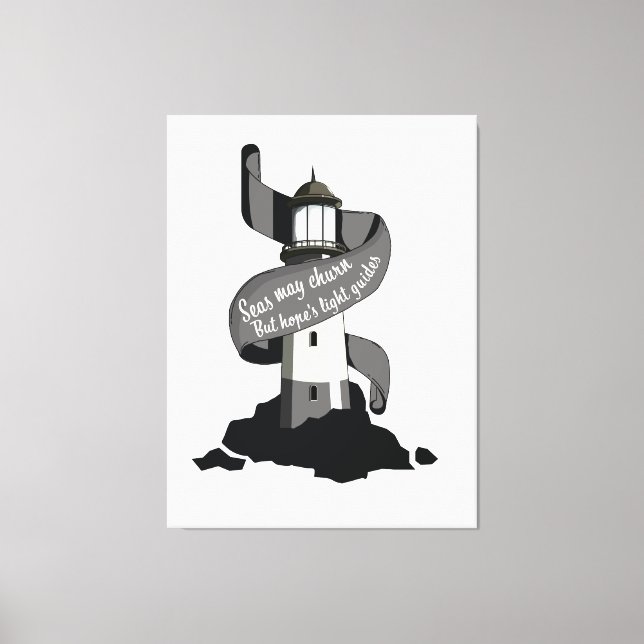 Seas may churn, but hope's light guides canvas print (Front)