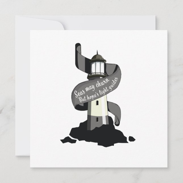 Seas may churn, but hope's light guides holiday card (Front)
