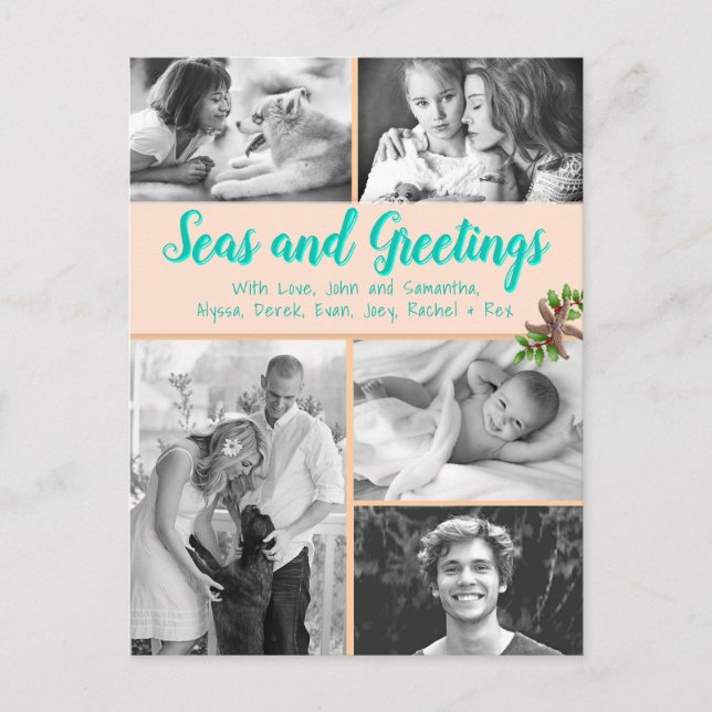 Seas n Greetings Family Photo Collage Postcard (Front)