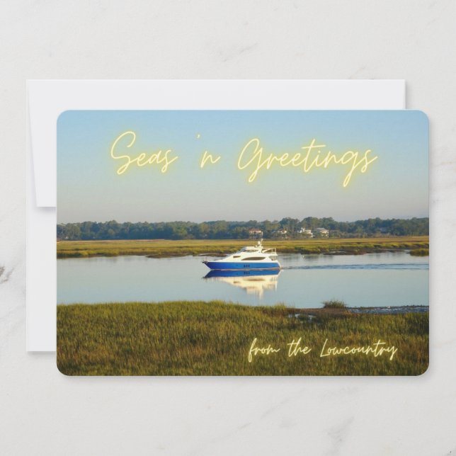 Seas n Greetings from the Lowcountry Hilton Head  Holiday Card (Front)
