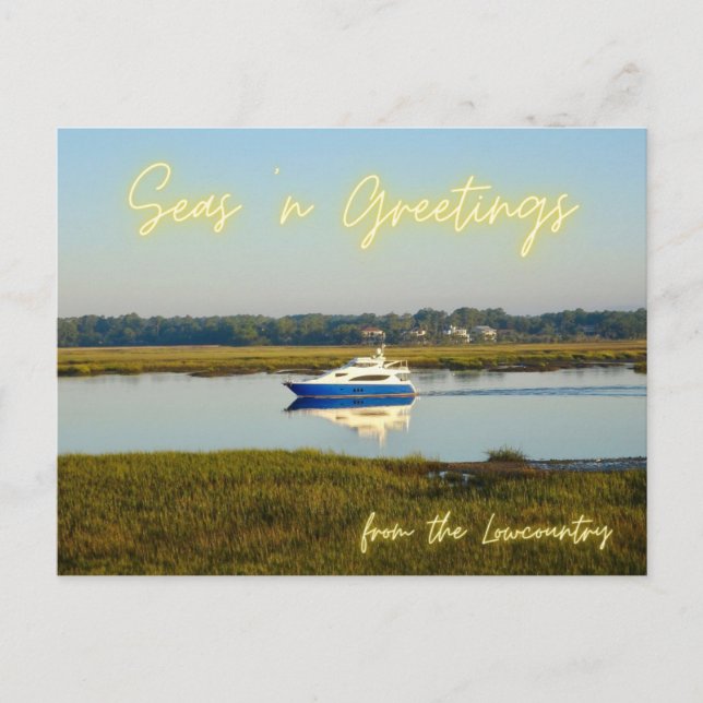 Seas n Greetings from the Lowcountry Hilton Head  Holiday Postcard (Front)