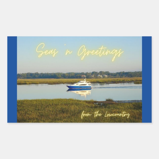 Seas n Greetings from the Lowcountry Hilton Head  Rectangular Sticker (Front)