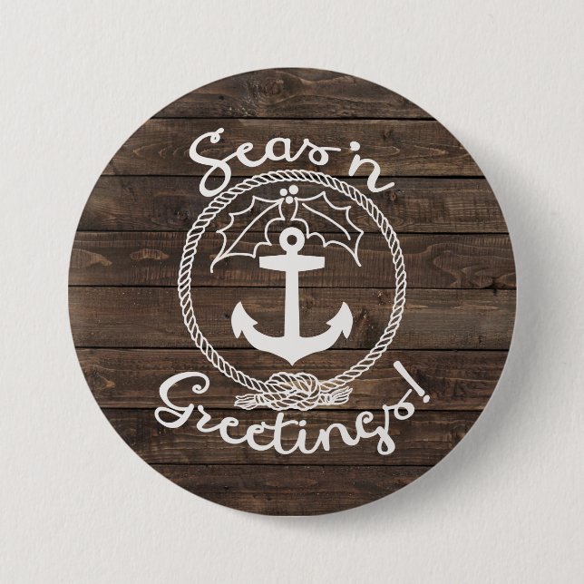 Seas 'n Greetings | Wood Planks 7.5 Cm Round Badge (Front)