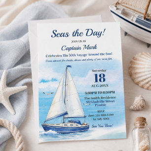 Seas the Day Birthday Party Nautical Boat Yacht Invitation