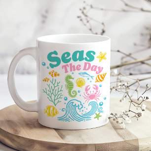 "Seas the Day" Boho Colourful Coastal Coffee Mug