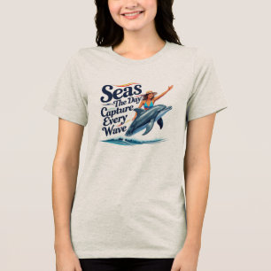 Seas the Day – Capture Every Wave Bold Dolphin Tri-Blend Shirt