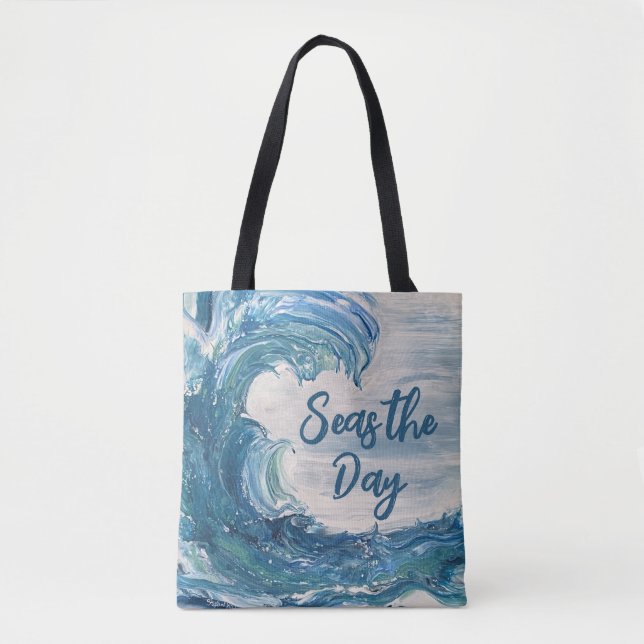 Seas the Day coastal tote bag (Front)