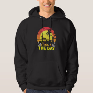 Seas The Day Cruise Sailing Pun  Cruising Anchor Hoodie
