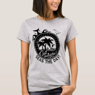Seas the Day Customise Any Quote Beach Sunset T-Shirt