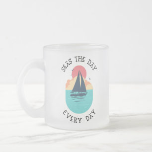 Seas the Day Everyday / Beach Life Frosted Glass Coffee Mug