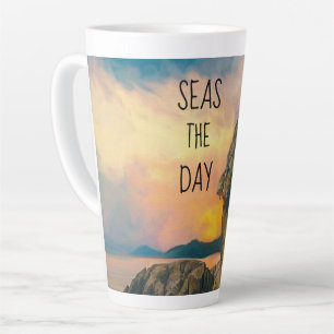 Seas the Day Inspirational Quote Latte Mug