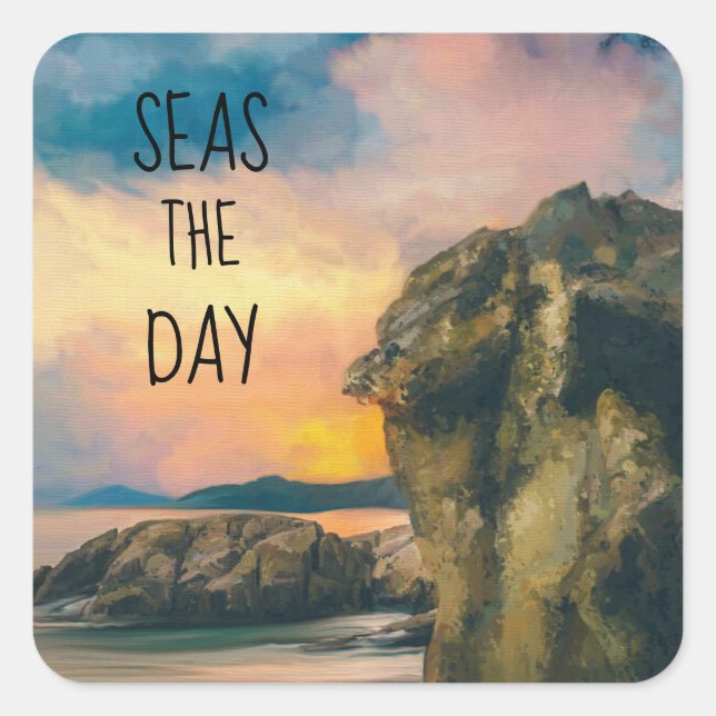 Seas the Day Inspirational Quote Sticker (Front)