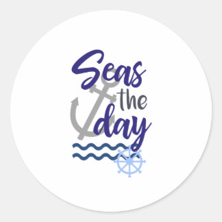 Seas the Day, Nautical Classic Round Sticker