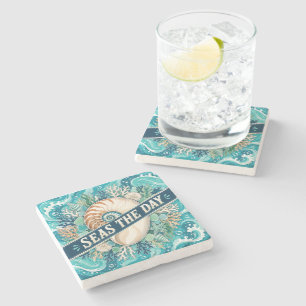 Seas The Day Stone Coaster