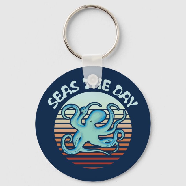 Seas The Day | Summer Vibes Octopus Key Ring (Front)