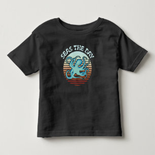 Seas The Day   Summer Vibes Octopus Toddler T-Shirt