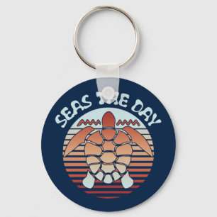 Seas The Day Summer Vibes Turtle Key Ring