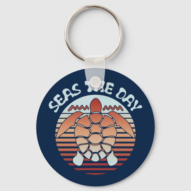 Seas The Day | Summer Vibes Turtle Key Ring (Front)