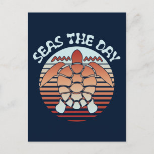 Seas The Day Summer Vibes Turtle Postcard