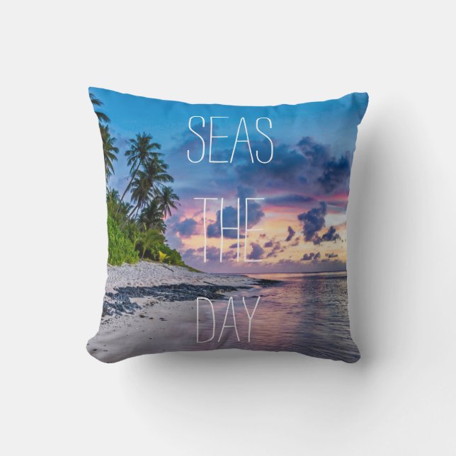 Seas The Day Tropical Beach Cushion (Front)