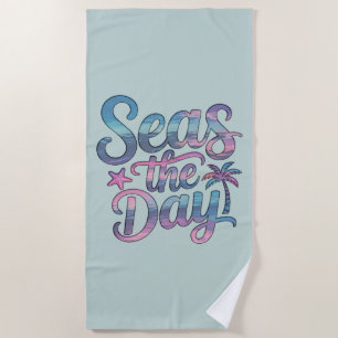 Seas the Day Tropical Beach Summer Sailing Fun Beach Towel