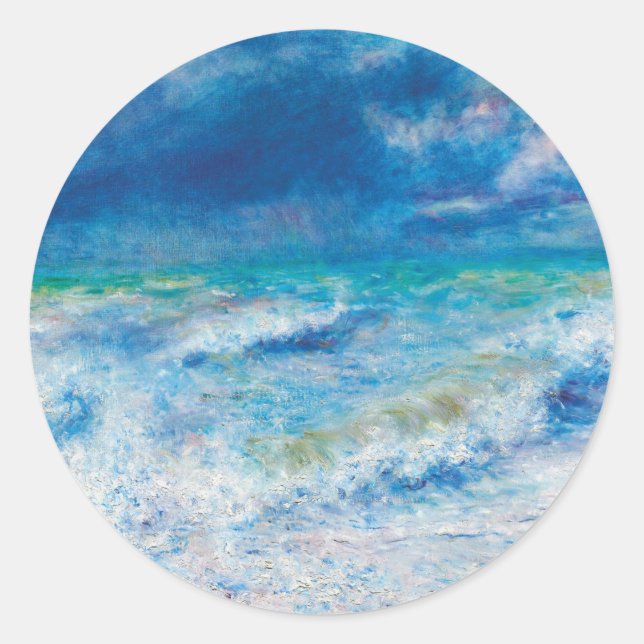 Seascape (1897) by Pierre-Auguste Renoir Classic Round Sticker (Front)