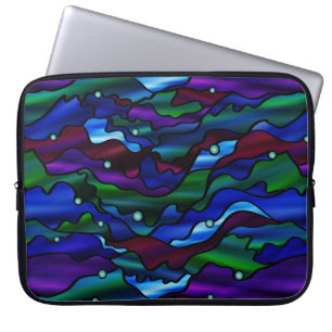 Seascape Abstract Stained Glass Design Laptop Sleeve