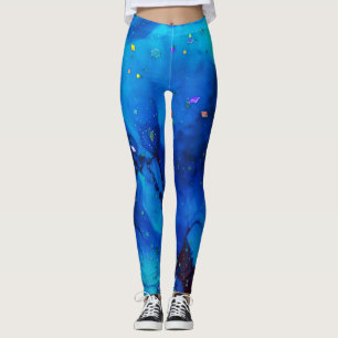 Seascape Alcohol Ink Abstract Leggings